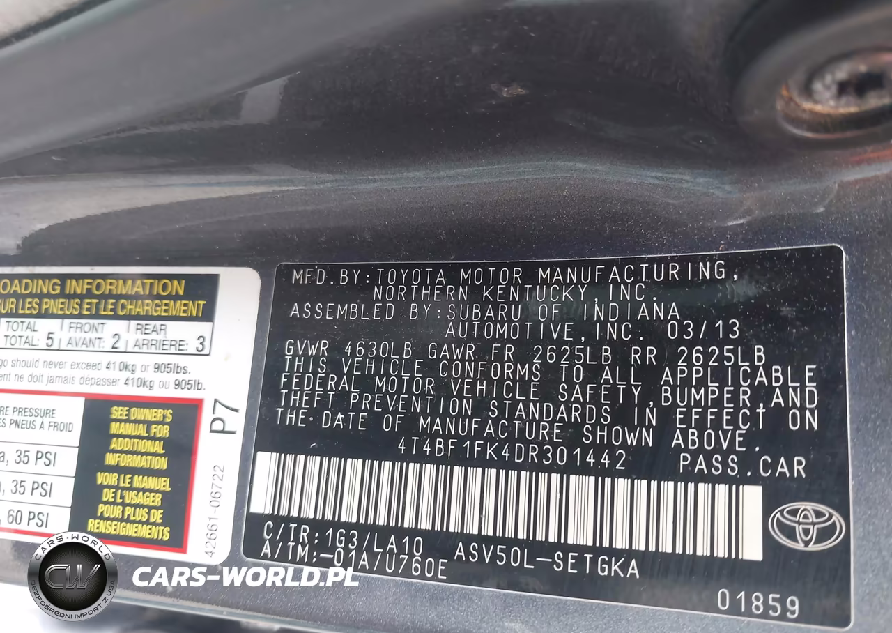 2013 Toyota Camry Xle VIN:4T4BF1FK4DR301442 - 9