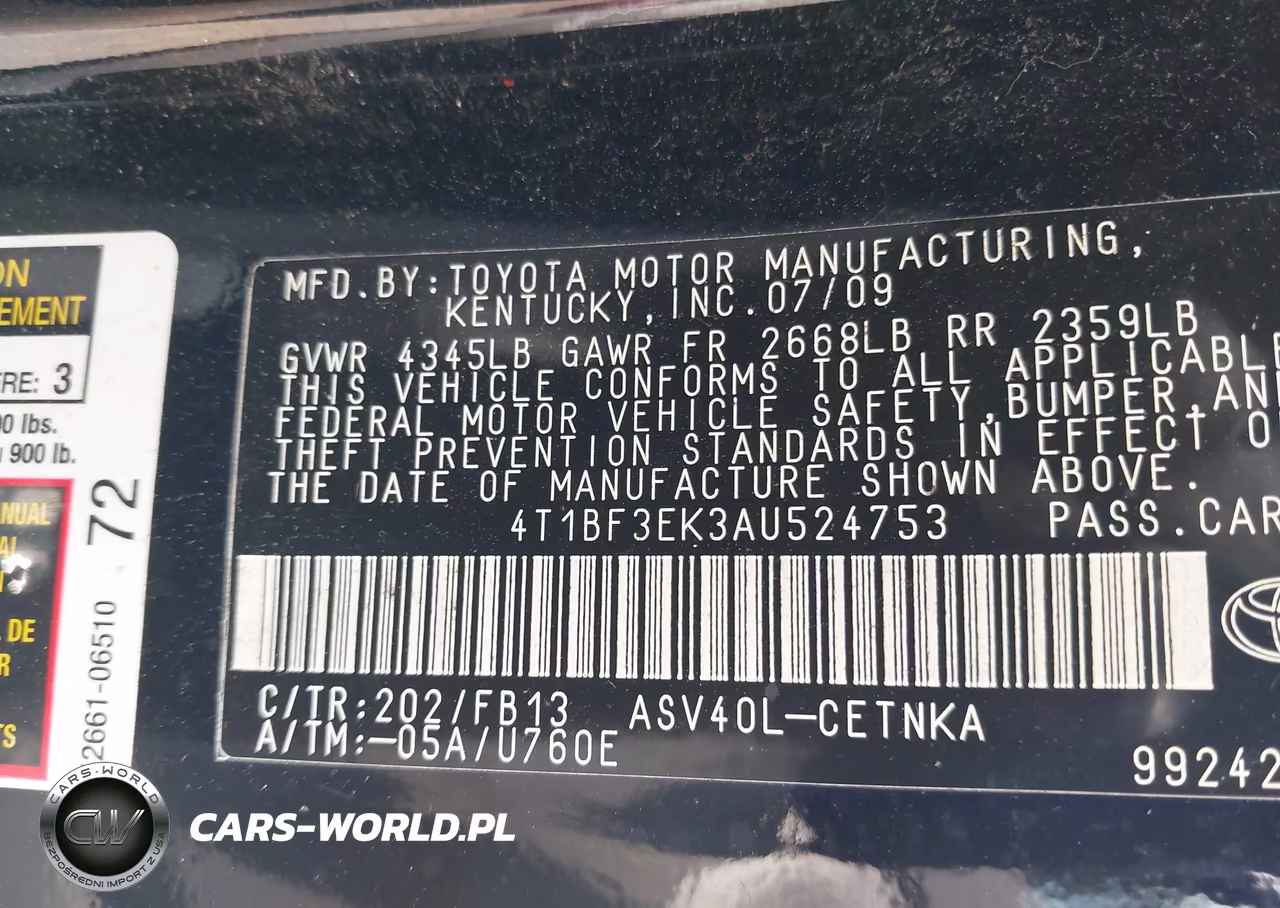 2010 Toyota Camry VIN:4T1BF3EK3AU524753 - 9