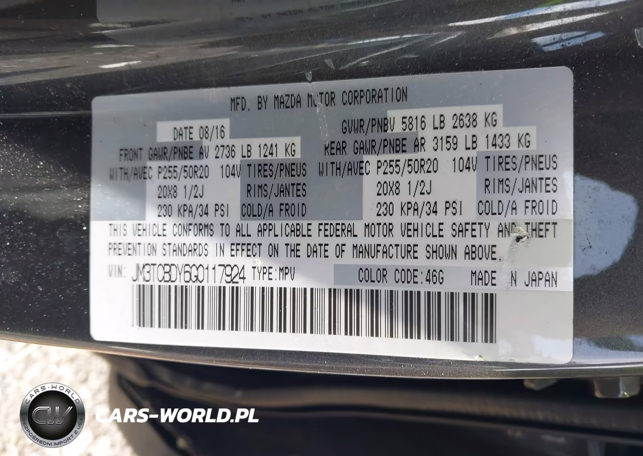 2016 Mazda Cx-9 Grand Touring VIN:JM3TCBDY6G0117924 - 9