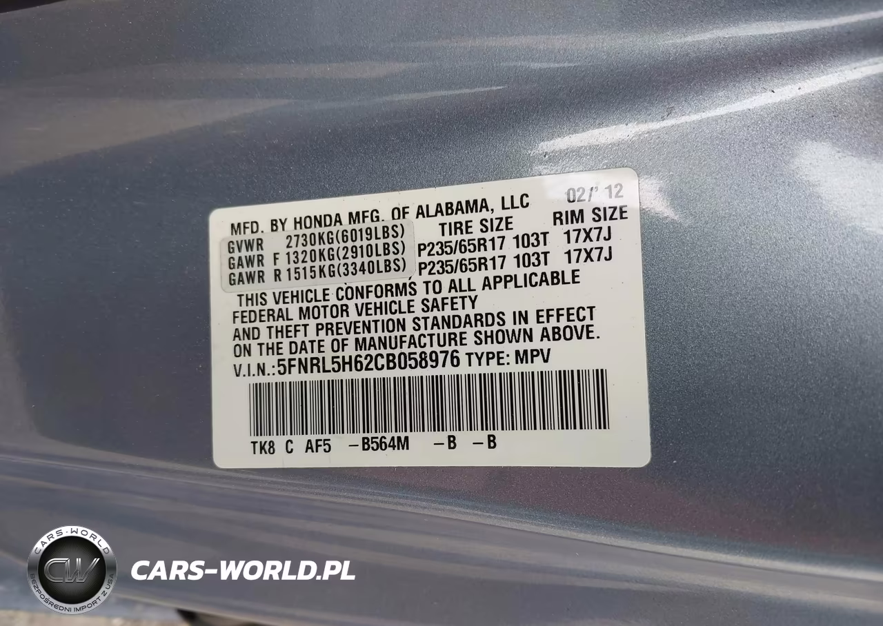2012 Honda Odyssey Ex-L VIN:5FNRL5H62CB058976 - 9