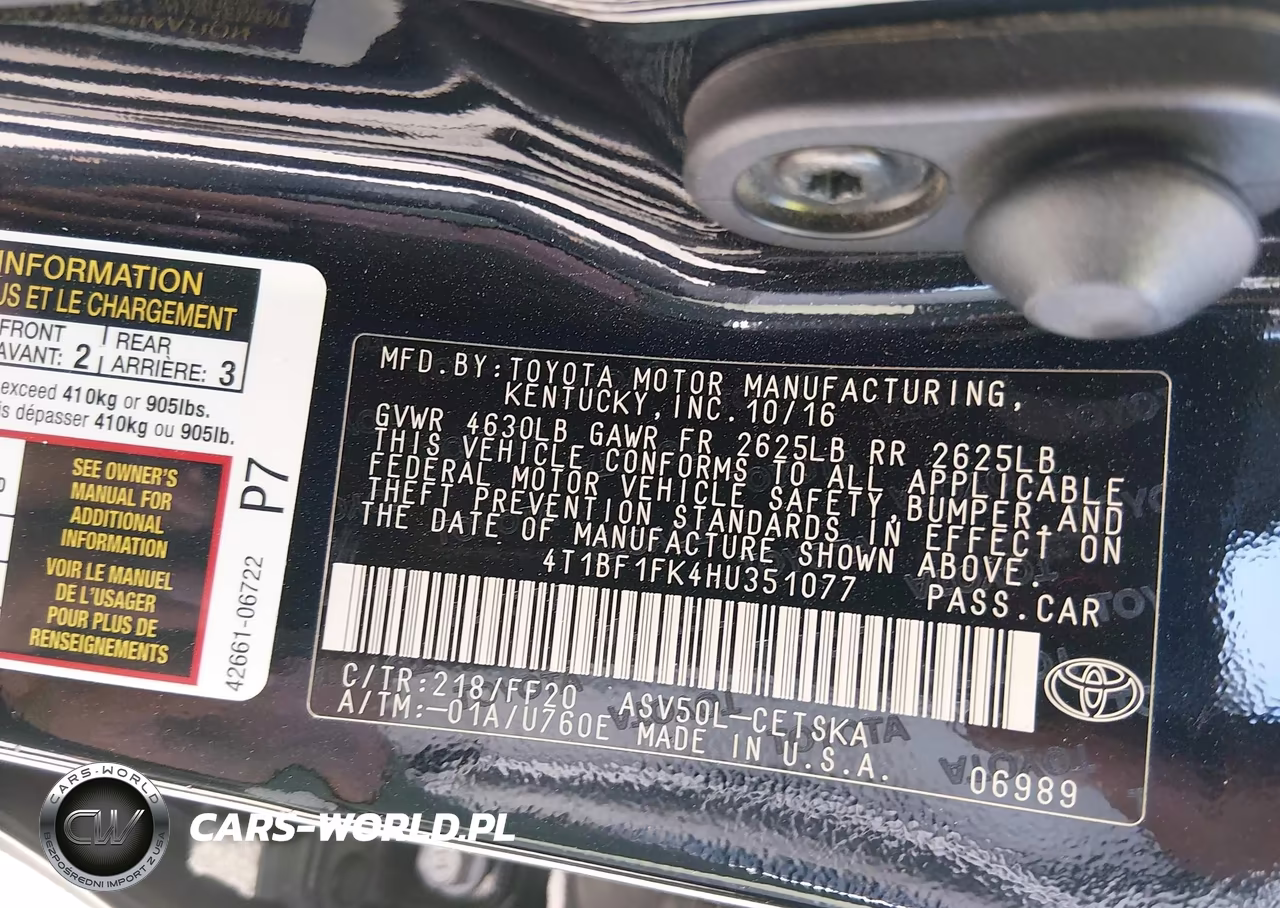 2017 Toyota Camry Se VIN:4T1BF1FK4HU351077 - 9