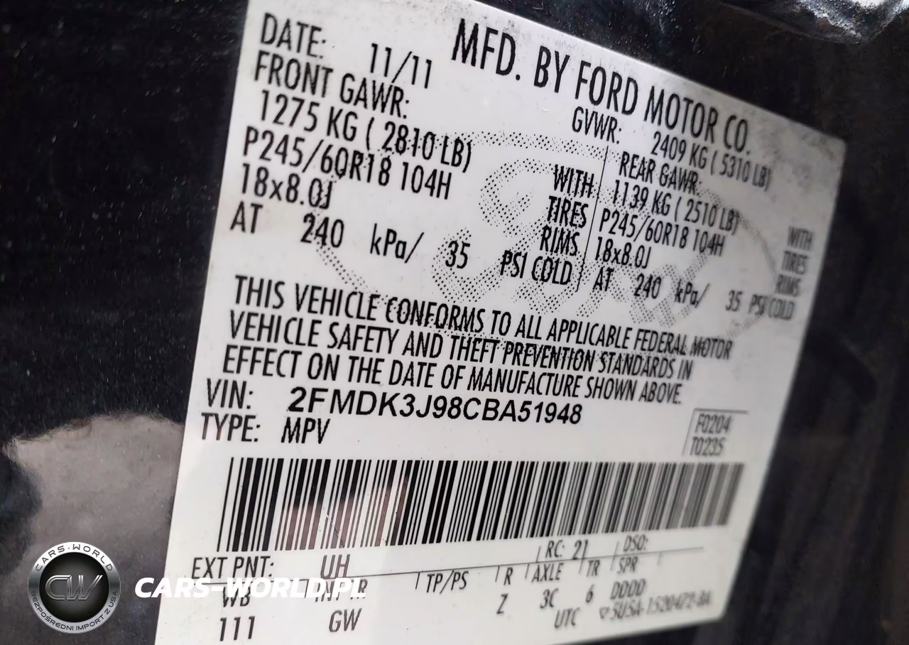 2012 Ford Edge Sel VIN:2FMDK3J98CBA51948 - 9
