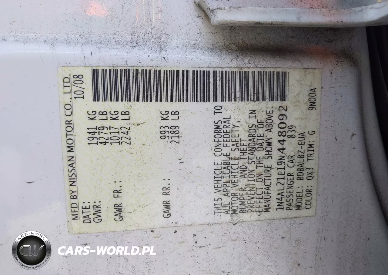 2009 Nissan Altima 2.5 S VIN:1N4AL21E19N448092 - 9