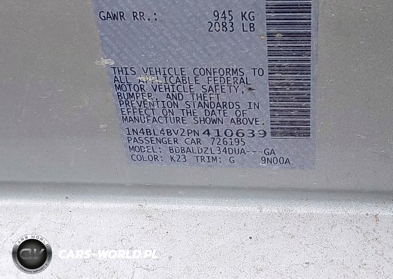 2023 Nissan Altima S Fwd VIN:1N4BL4BV2PN410639 - 9