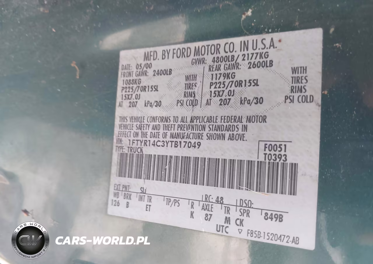 2000 Ford Ranger Xl-Xlt VIN:1FTYR14C3YTB17049 - 9