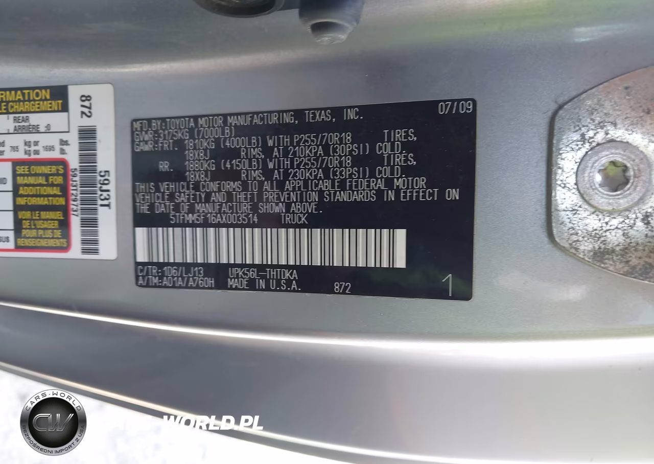 2010 Toyota Tundra Grade 4.6L V8 VIN:5TFMM5F16AX003514 - 9