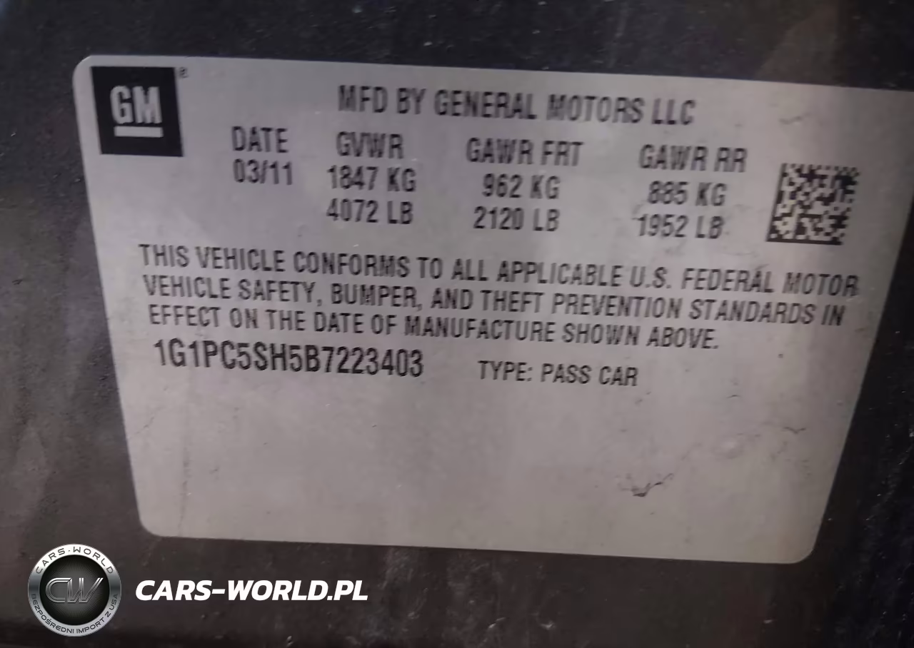 2011 Chevrolet Cruze Ls VIN:1G1PC5SH5B7223403 - 9