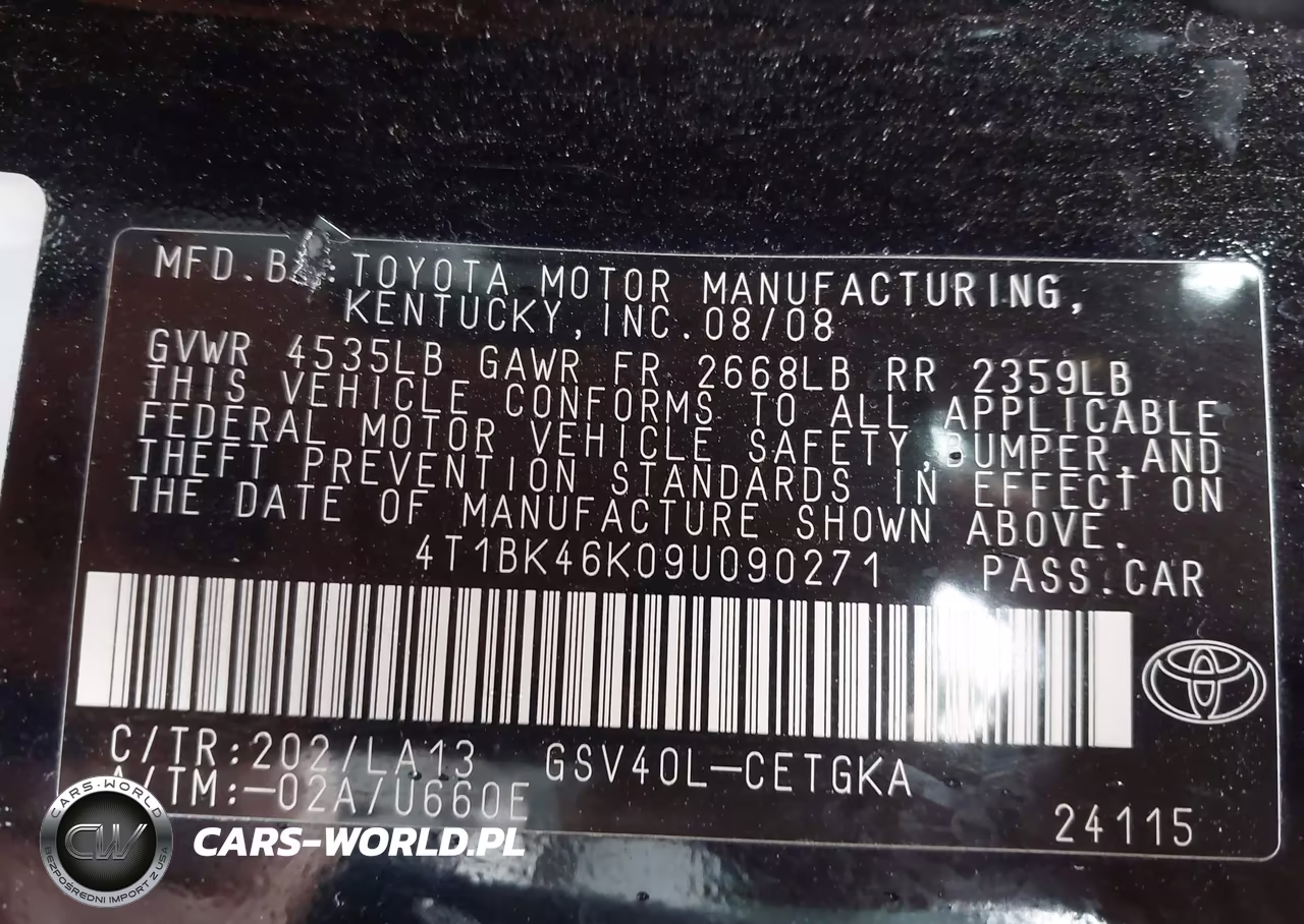 2009 Toyota Camry Xle V6 VIN:4T1BK46K09U090271 - 9
