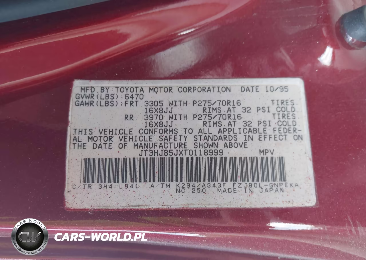 1996 Toyota Land Cruiser Hj85 VIN:JT3HJ85JXT0118999 - 9
