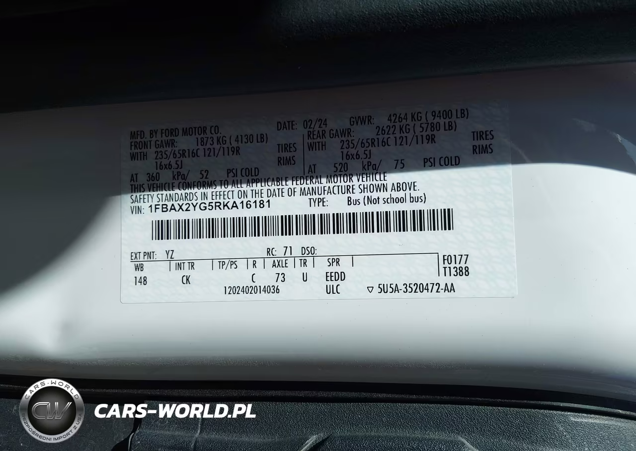 2024 Ford Transit-350 Passenger Van Xlt VIN:1FBAX2YG5RKA16181 - 9