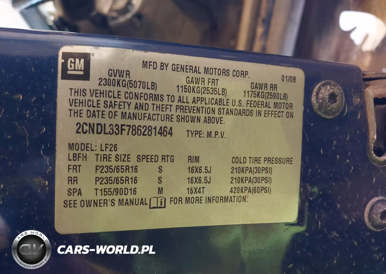 2008 Chevrolet Equinox Lt VIN:2CNDL33F786281464 - 9