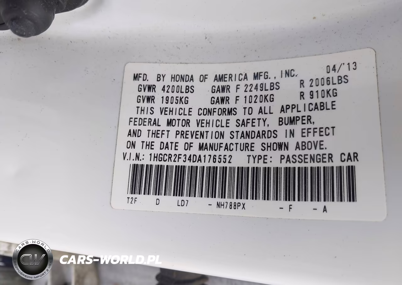 2013 Honda Accord Lx VIN:1HGCR2F34DA176552 - 9