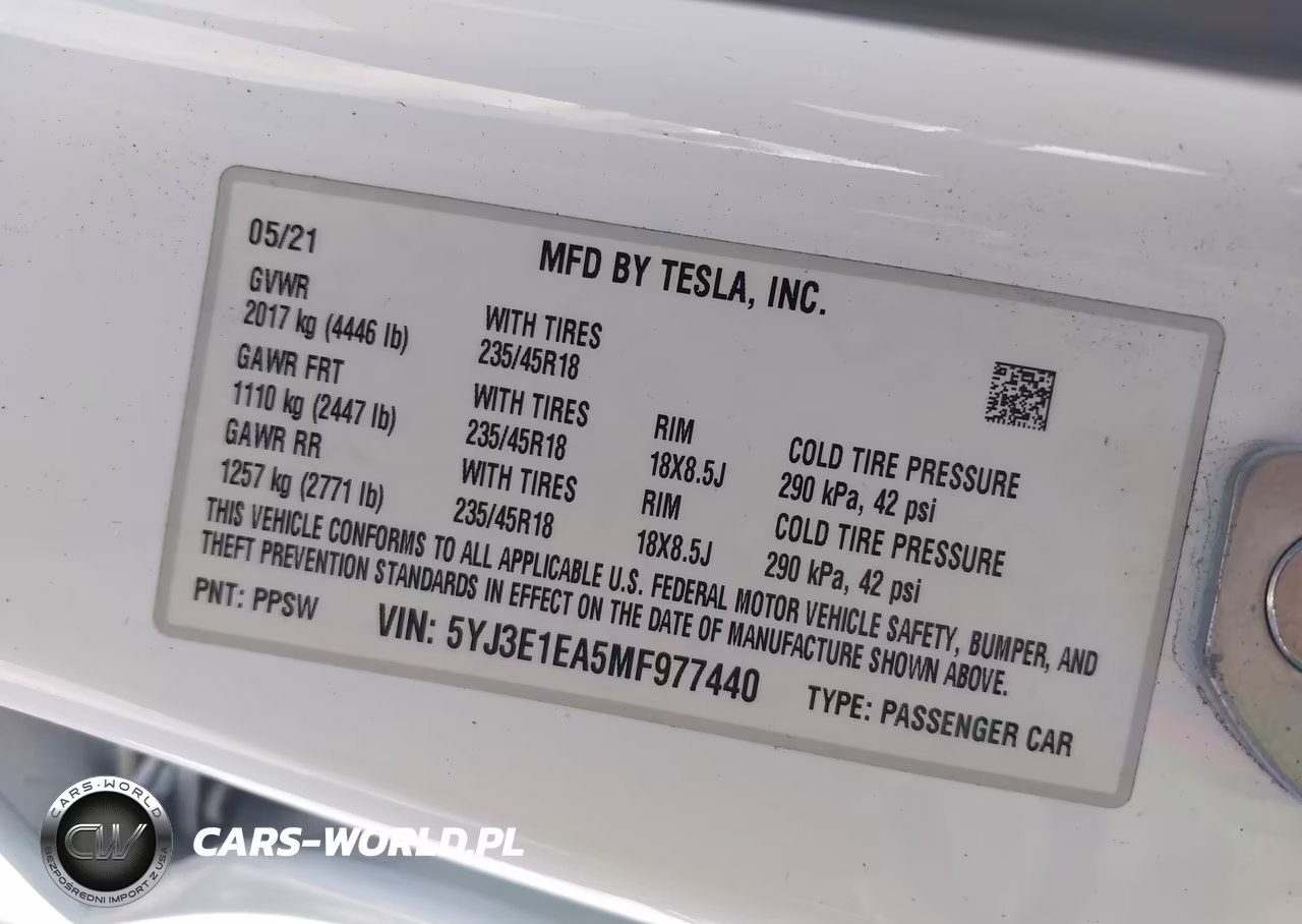 2021 Tesla Model 3 Standard Range Plus Rear-Wheel Drive VIN:5YJ3E1EA5MF977440 - 9