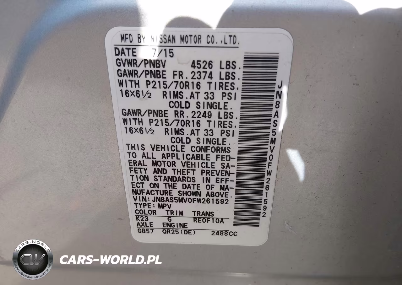 2015 Nissan Rogue Select S VIN:JN8AS5MV0FW261592 - 9
