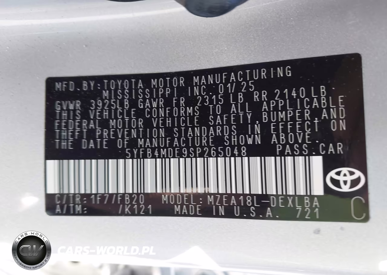 2025 Toyota Corolla Le VIN:5YFB4MDE9SP265048 - 9