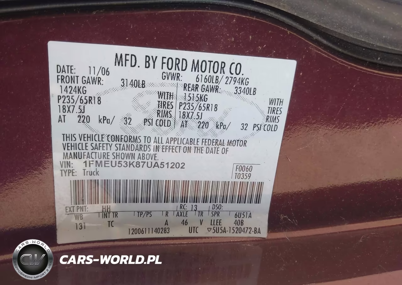 2007 Ford Explorer Sport Trac Limited VIN:1FMEU53K87UA51202 - 9