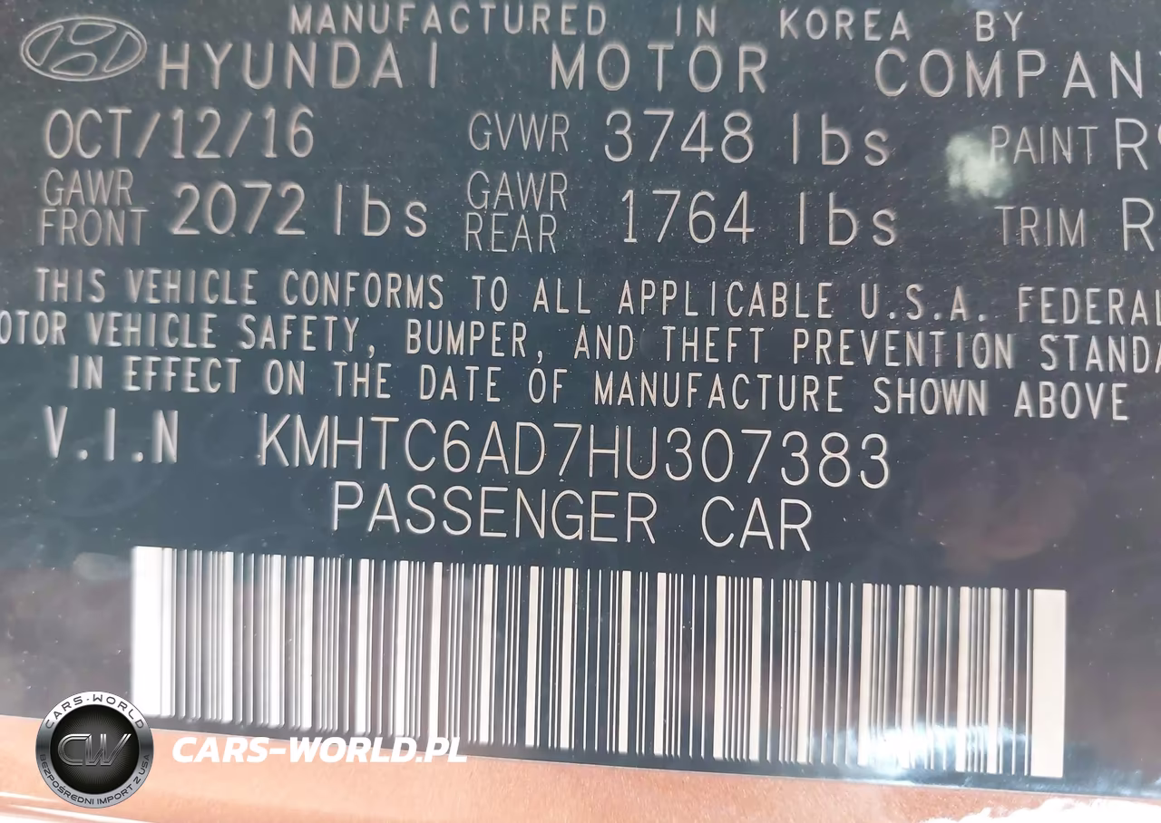 2017 Hyundai Veloster VIN:KMHTC6AD7HU307383 - 9