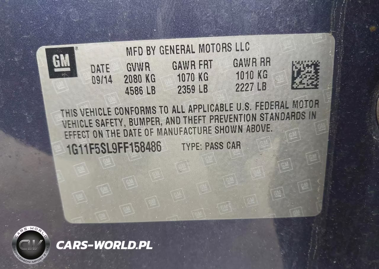 2015 Chevrolet Malibu 1Lz VIN:1G11F5SL9FF158486 - 9