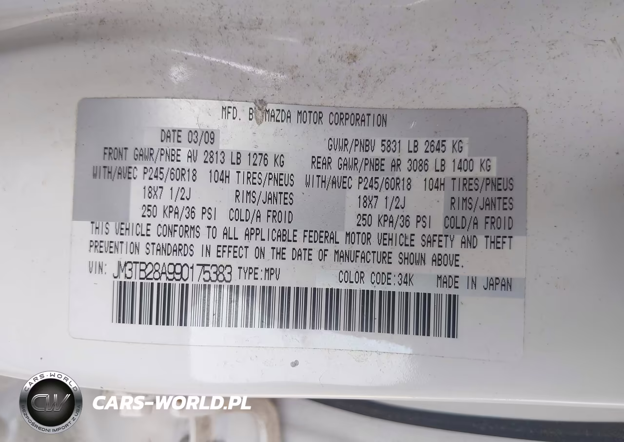 2009 Mazda Cx-9 Sport VIN:JM3TB28A990175383 - 9