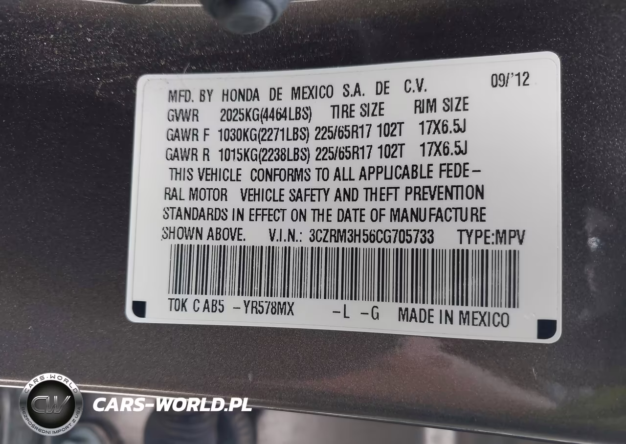 2012 Honda Cr-V Ex VIN:3CZRM3H56CG705733 - 9