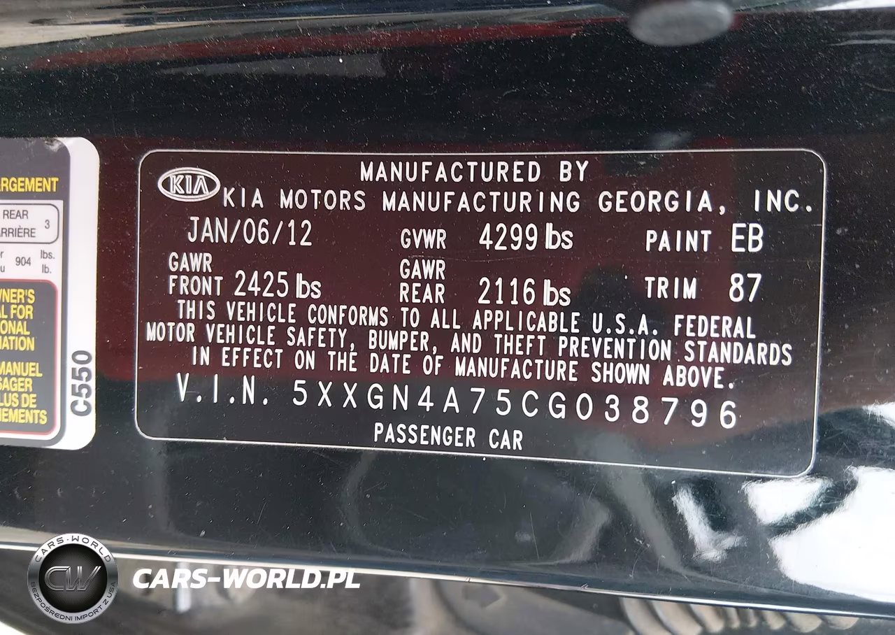 2012 Kia Optima Ex VIN:5XXGN4A75CG038796 - 9