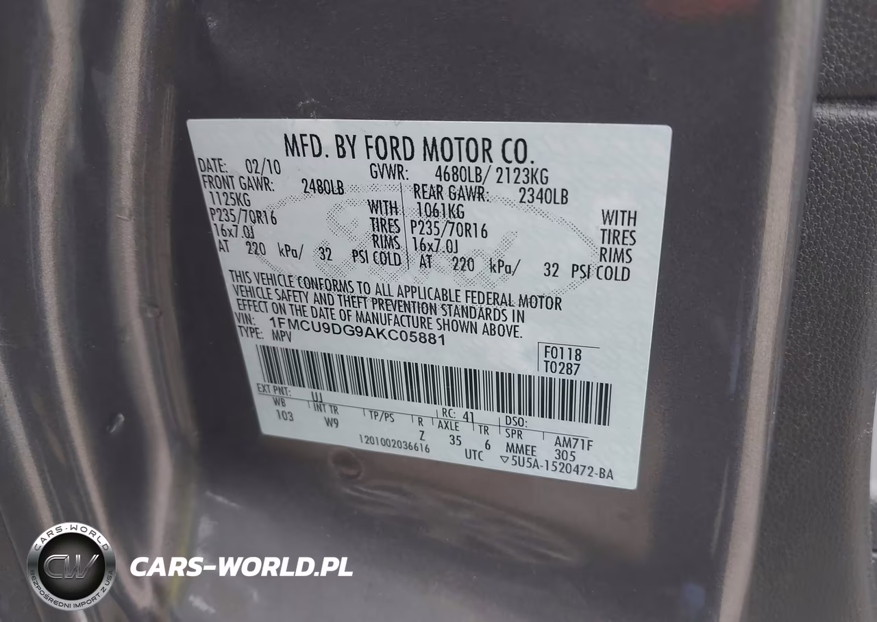 2010 Ford Escape Xlt VIN:1FMCU9DG9AKC05881 - 9