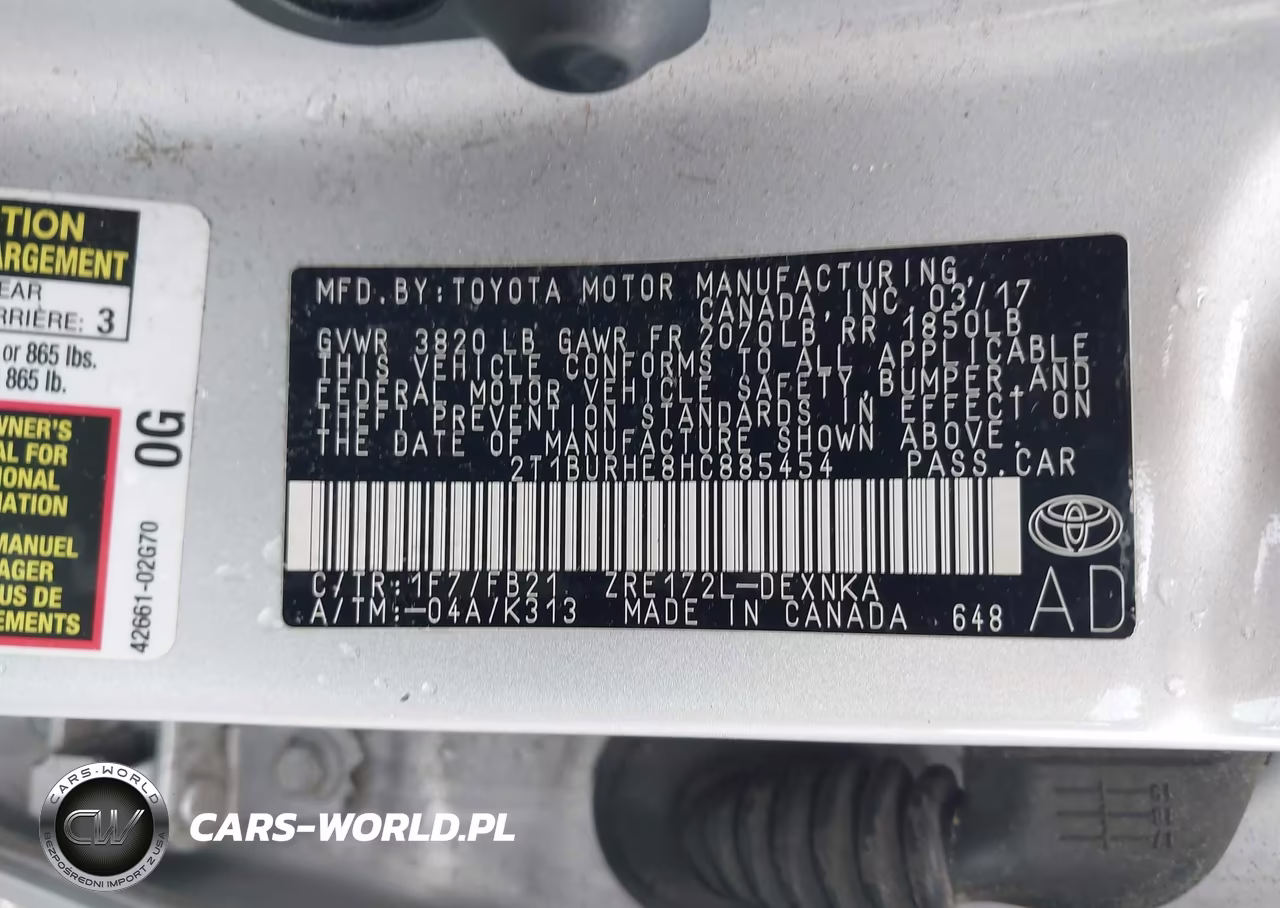 2017 Toyota Corolla Le VIN:2T1BURHE8HC885454 - 9