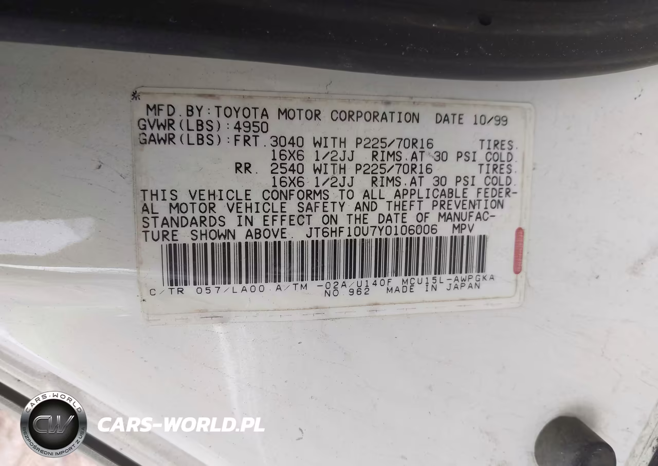 2000 Lexus Rx 300 VIN:JT6HF10U7Y0106006 - 9