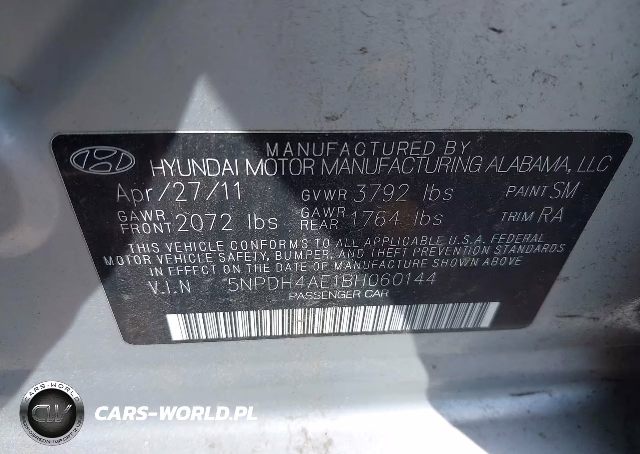2011 Hyundai Elantra Gls VIN:5NPDH4AE1BH060144 - 9