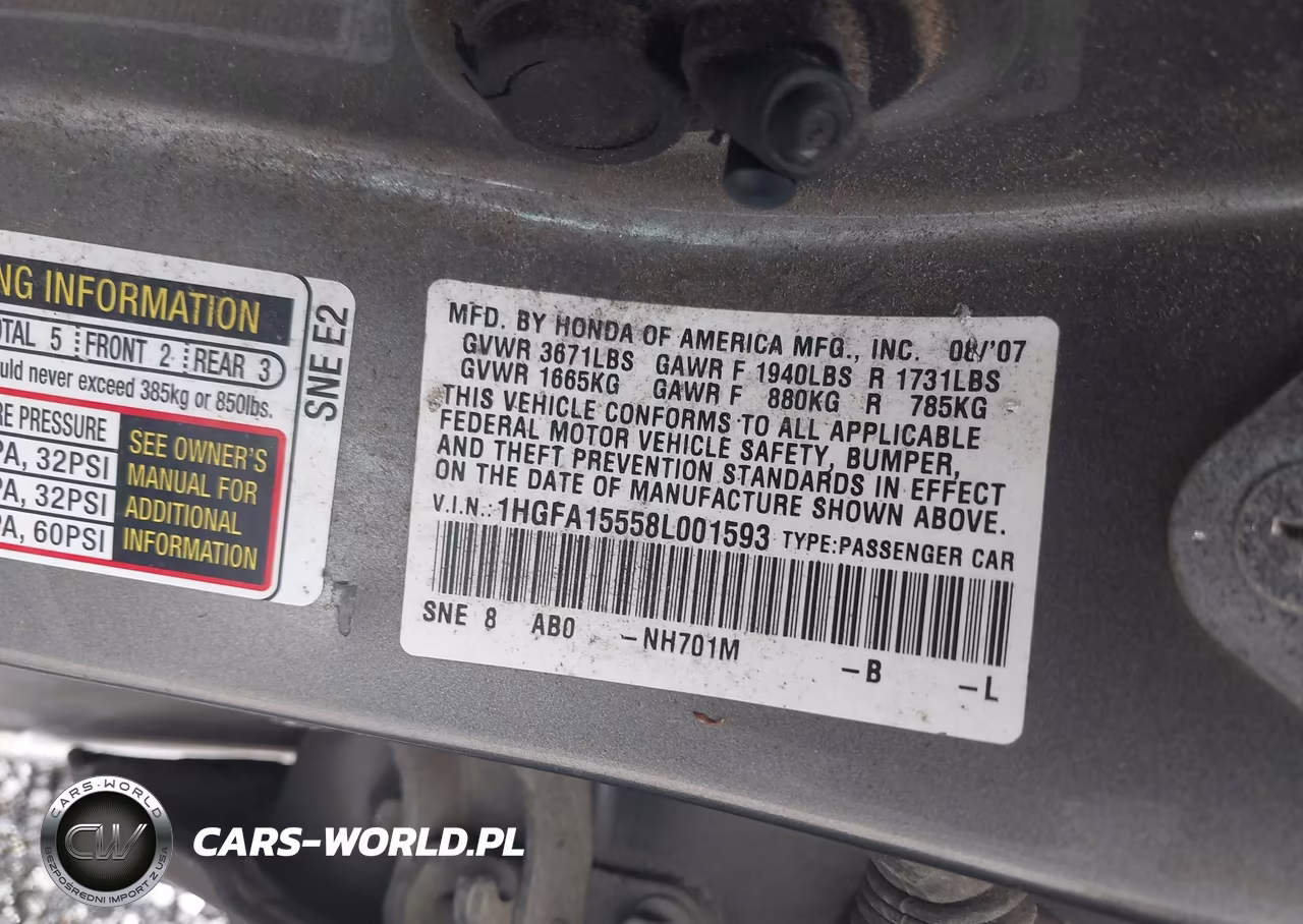 2008 Honda Civic Lx VIN:1HGFA15558L001593 - 9