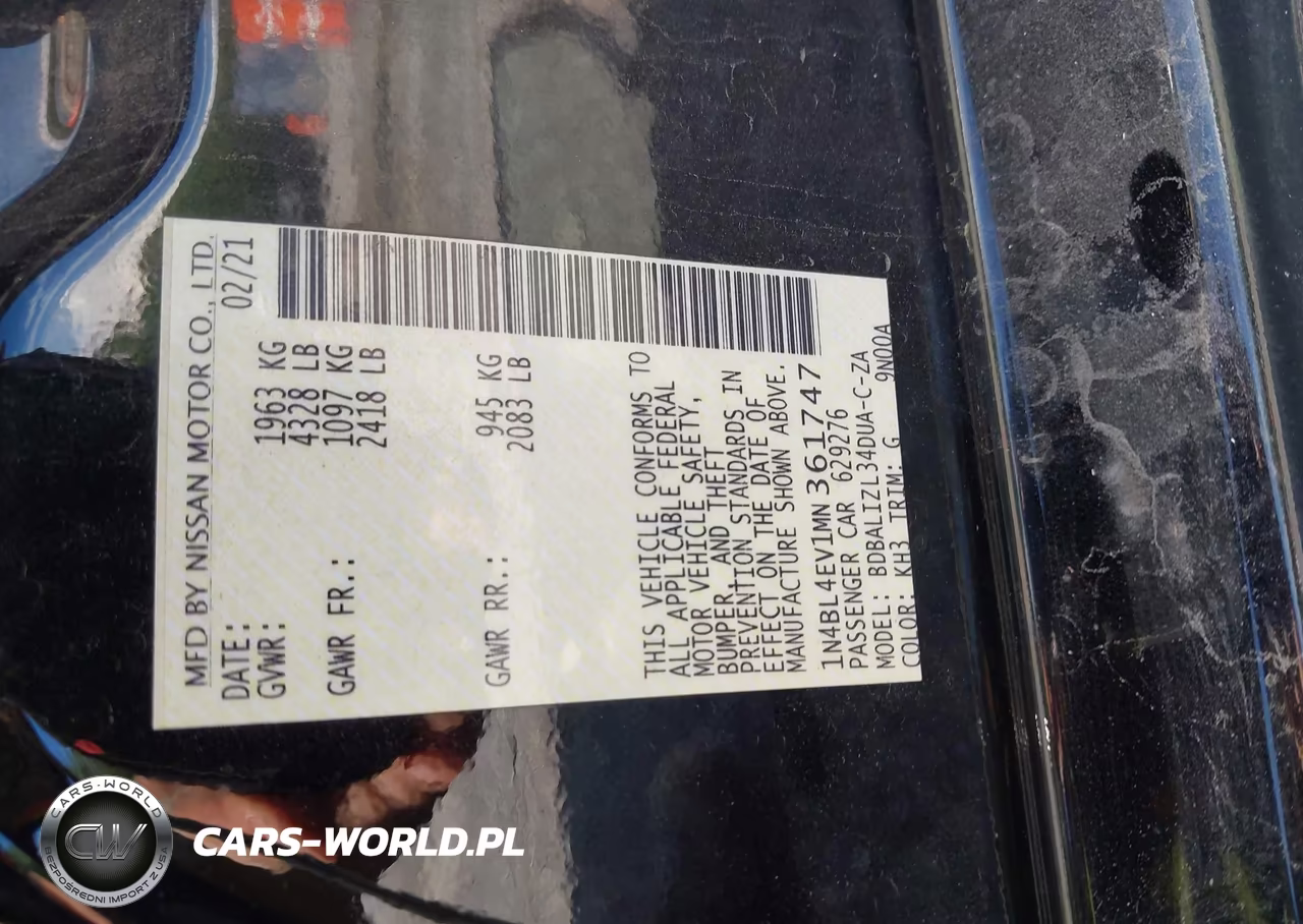2021 Nissan Altima Sl Fwd VIN:1N4BL4EV1MN361747 - 9