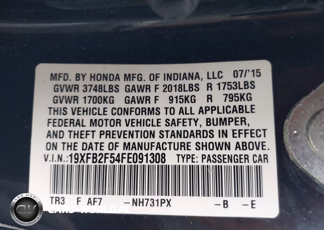 2015 Honda Civic Lx VIN:19XFB2F54FE091308 - 9