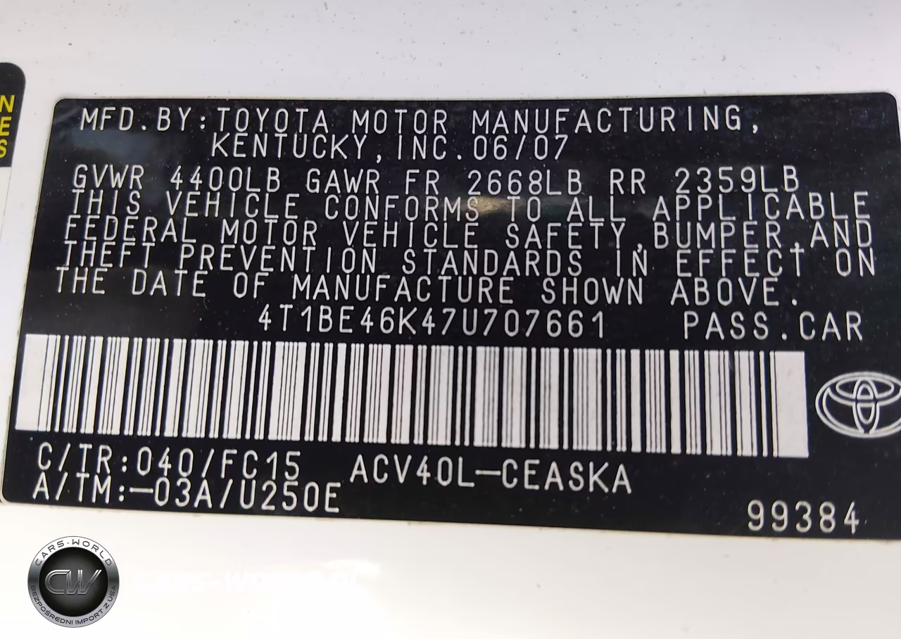 2007 Toyota Camry Se VIN:4T1BE46K47U707661 - 9