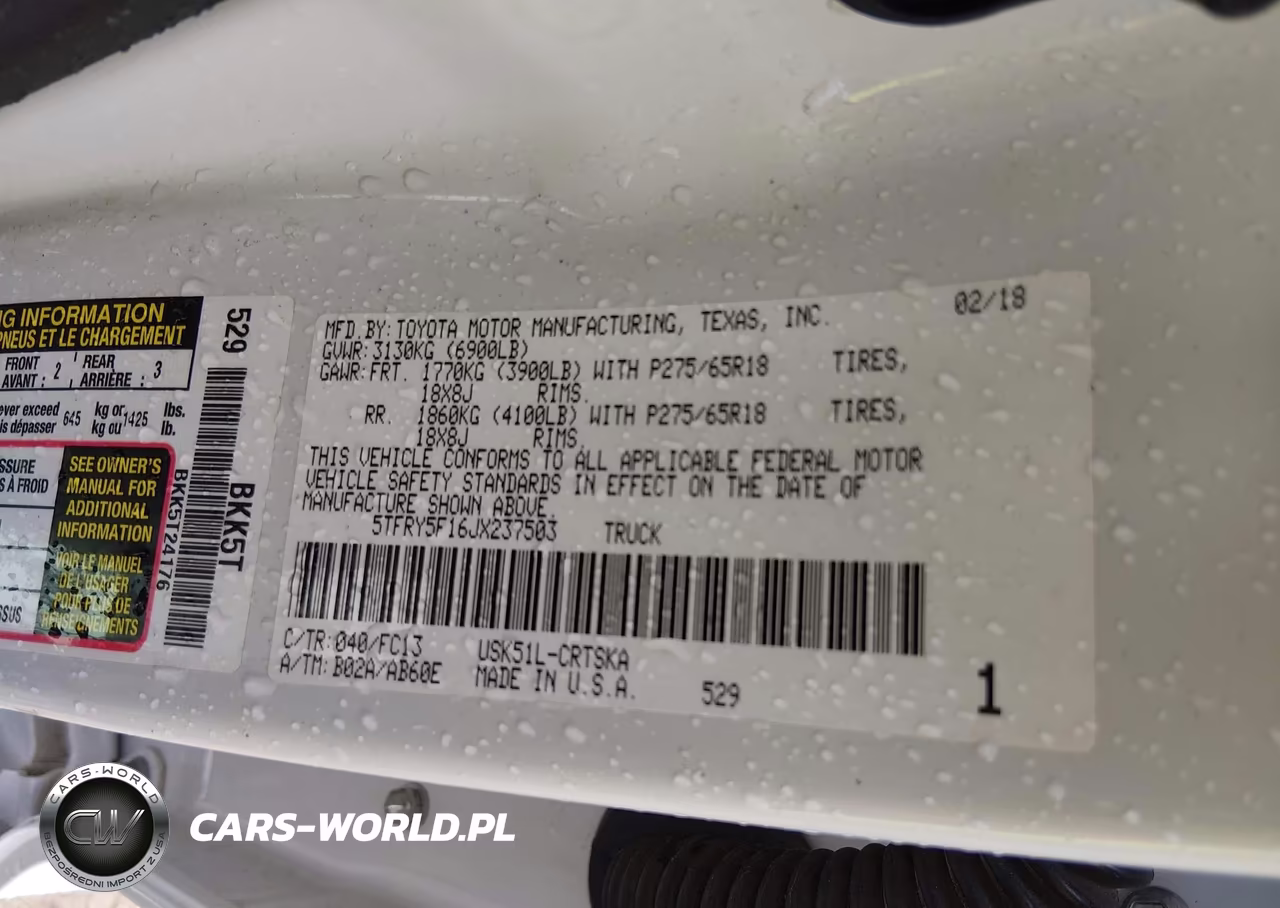2018 Toyota Tundra Sr5 5.7L V8 VIN:5TFRY5F16JX237503 - 9