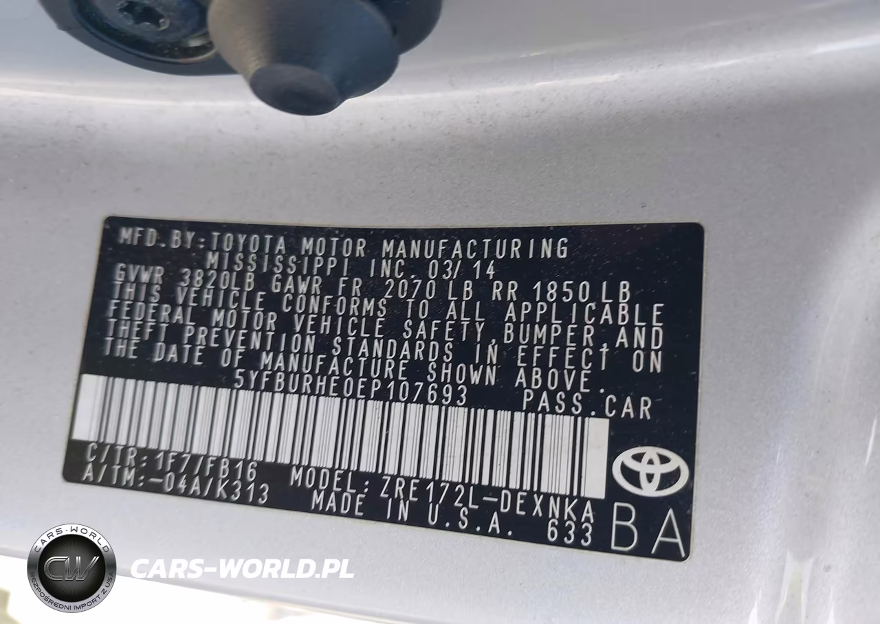 2014 Toyota Corolla Le Plus VIN:5YFBURHE0EP107693 - 9