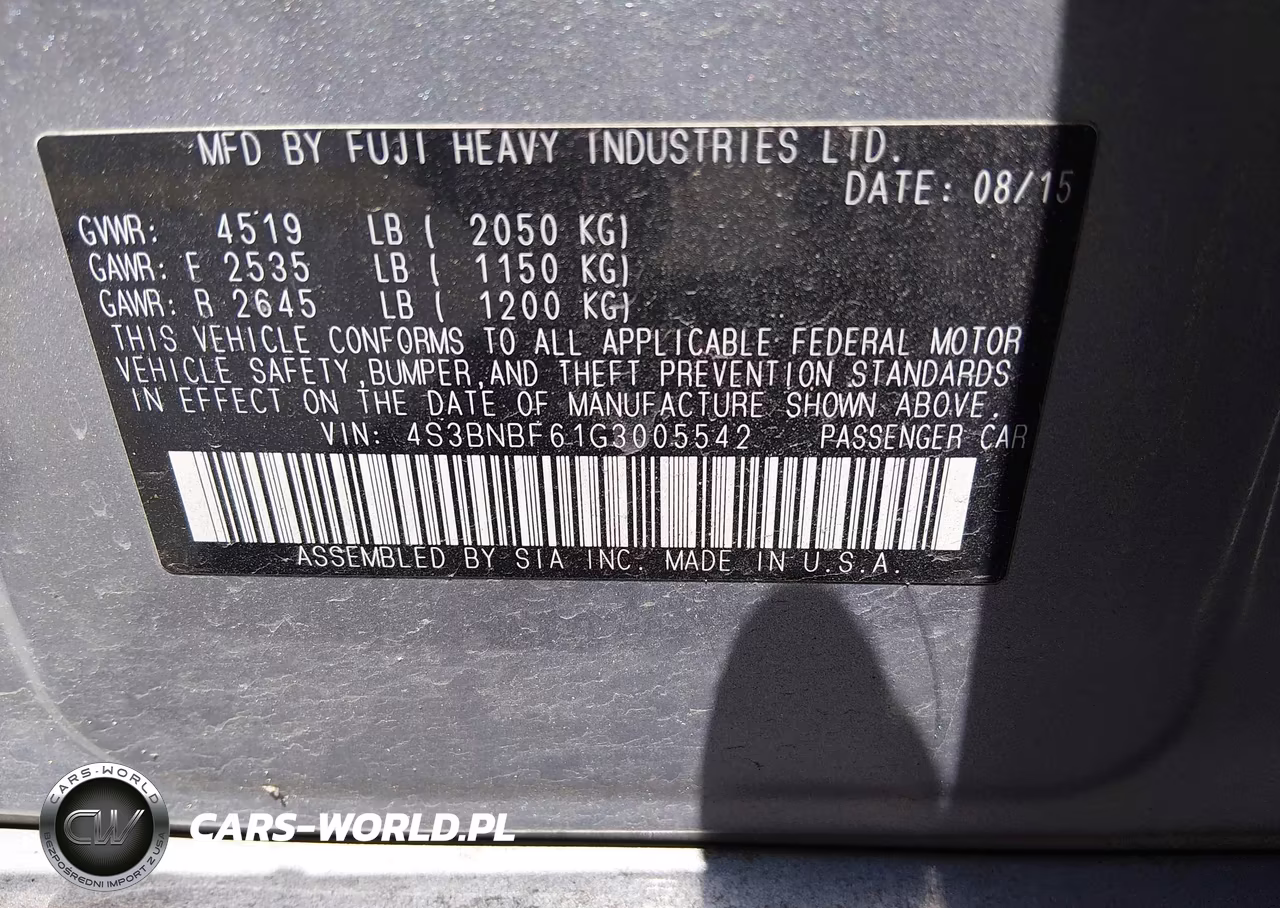 2016 Subaru Legacy 2.5I Premium VIN:4S3BNBF61G3005542 - 9