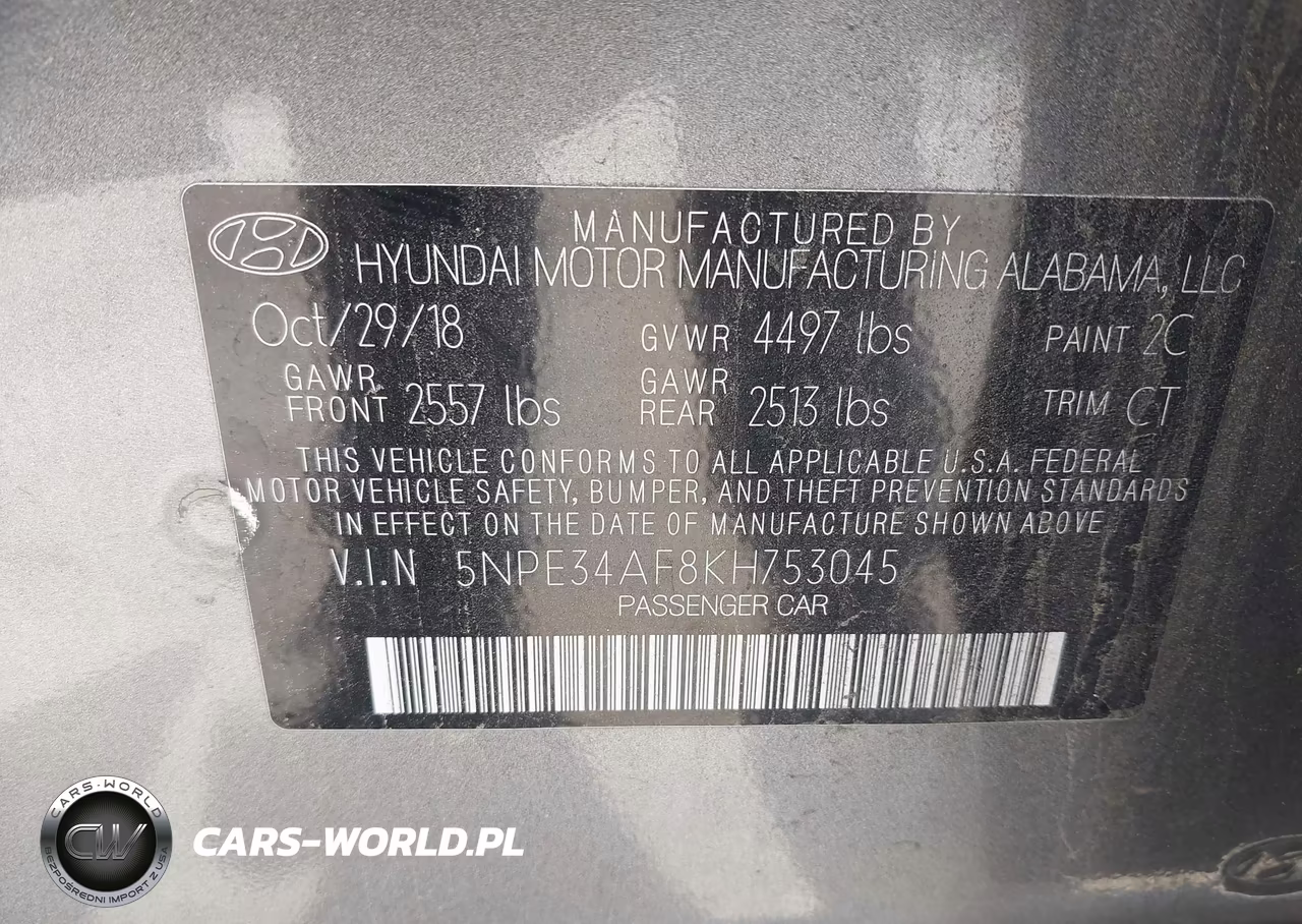 2019 Hyundai Sonata Sel VIN:5NPE34AF8KH753045 - 9