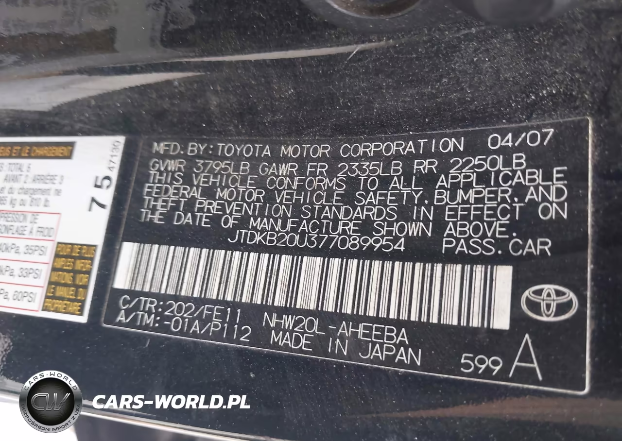 2007 Toyota Prius VIN:JTDKB20U377089954 - 9