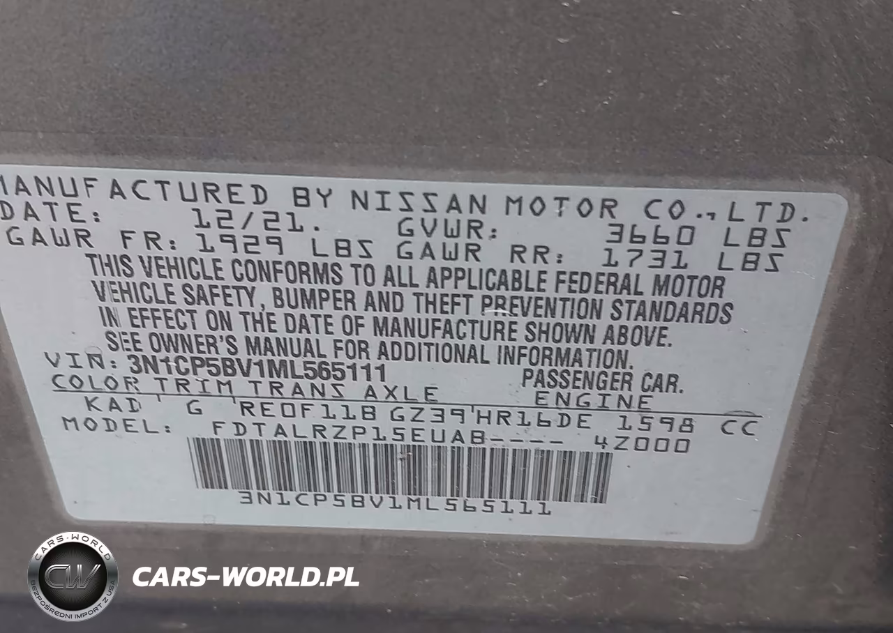 2021 Nissan Kicks S Xtronic Cvt VIN:3N1CP5BV1ML565111 - 9