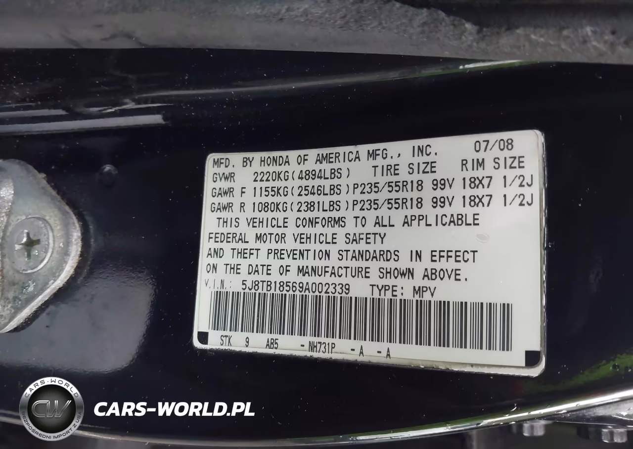 2009 Acura Rdx VIN:5J8TB18569A002339 - 9