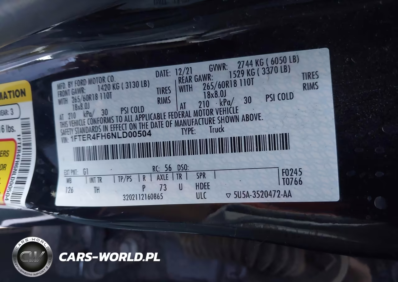 2022 Ford Ranger Xlt VIN:1FTER4FH6NLD00504 - 9