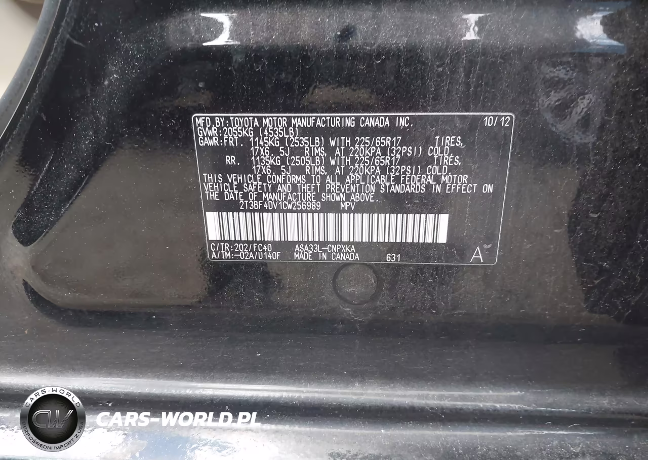 2012 Toyota Rav4 VIN:2T3BF4DV1CW256989 - 9