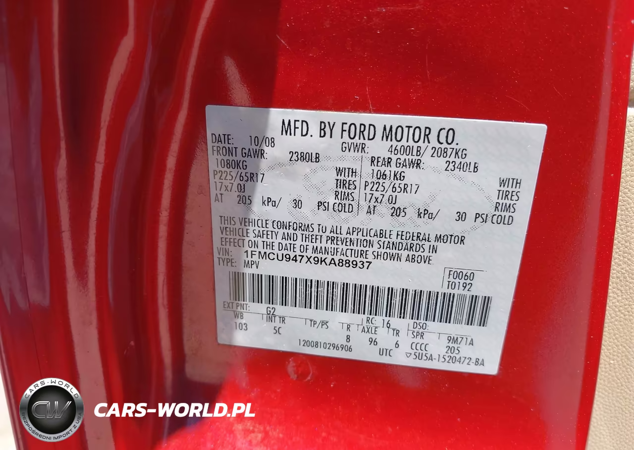 2009 Ford Escape Limited VIN:1FMCU947X9KA88937 - 9