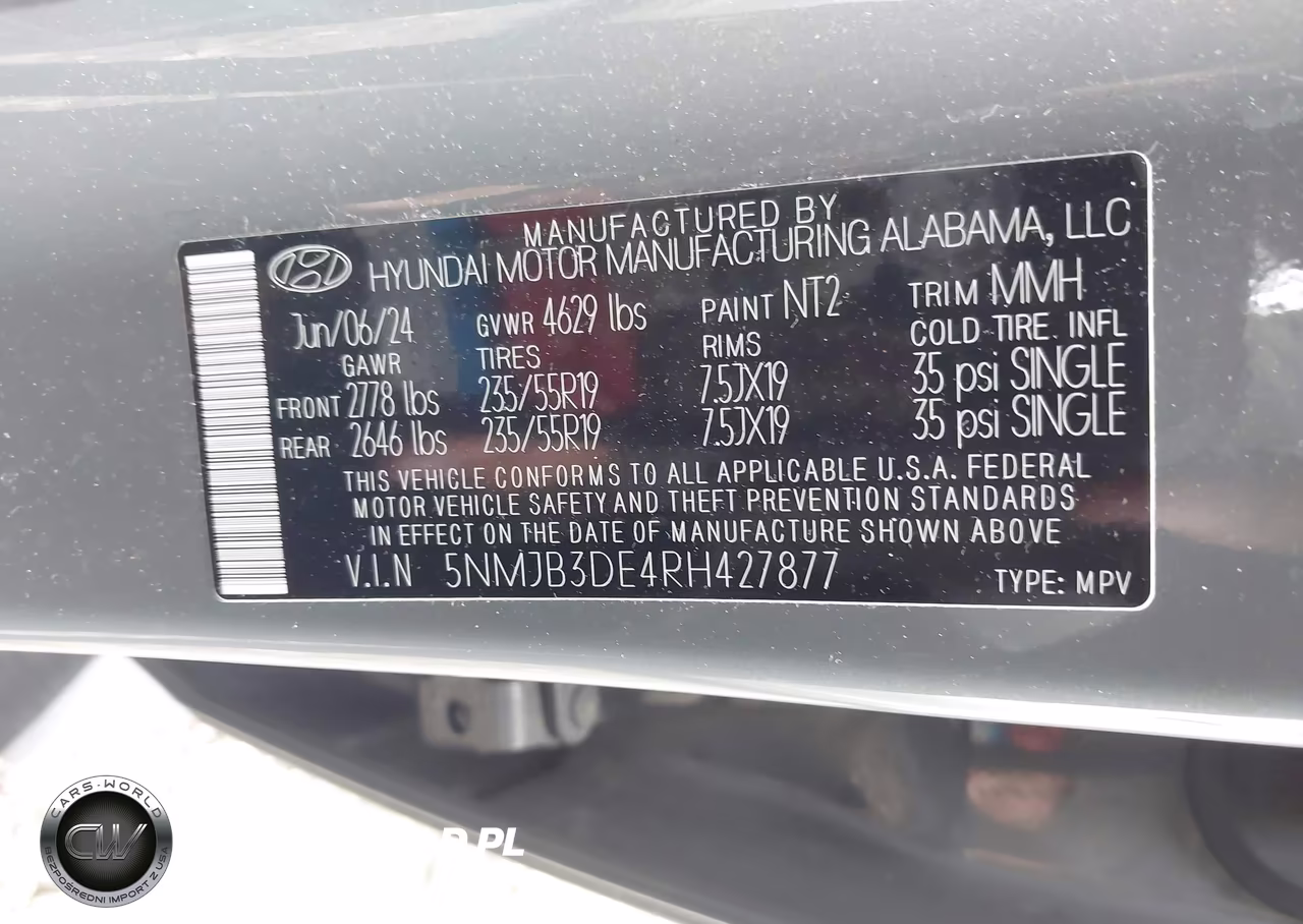 2024 Hyundai Tucson Sel VIN:5NMJB3DE4RH427877 - 9