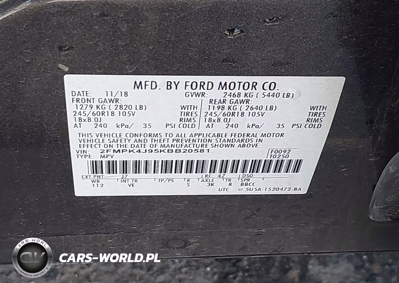 2019 Ford Edge Sel VIN:2FMPK4J95KBB20581 - 9