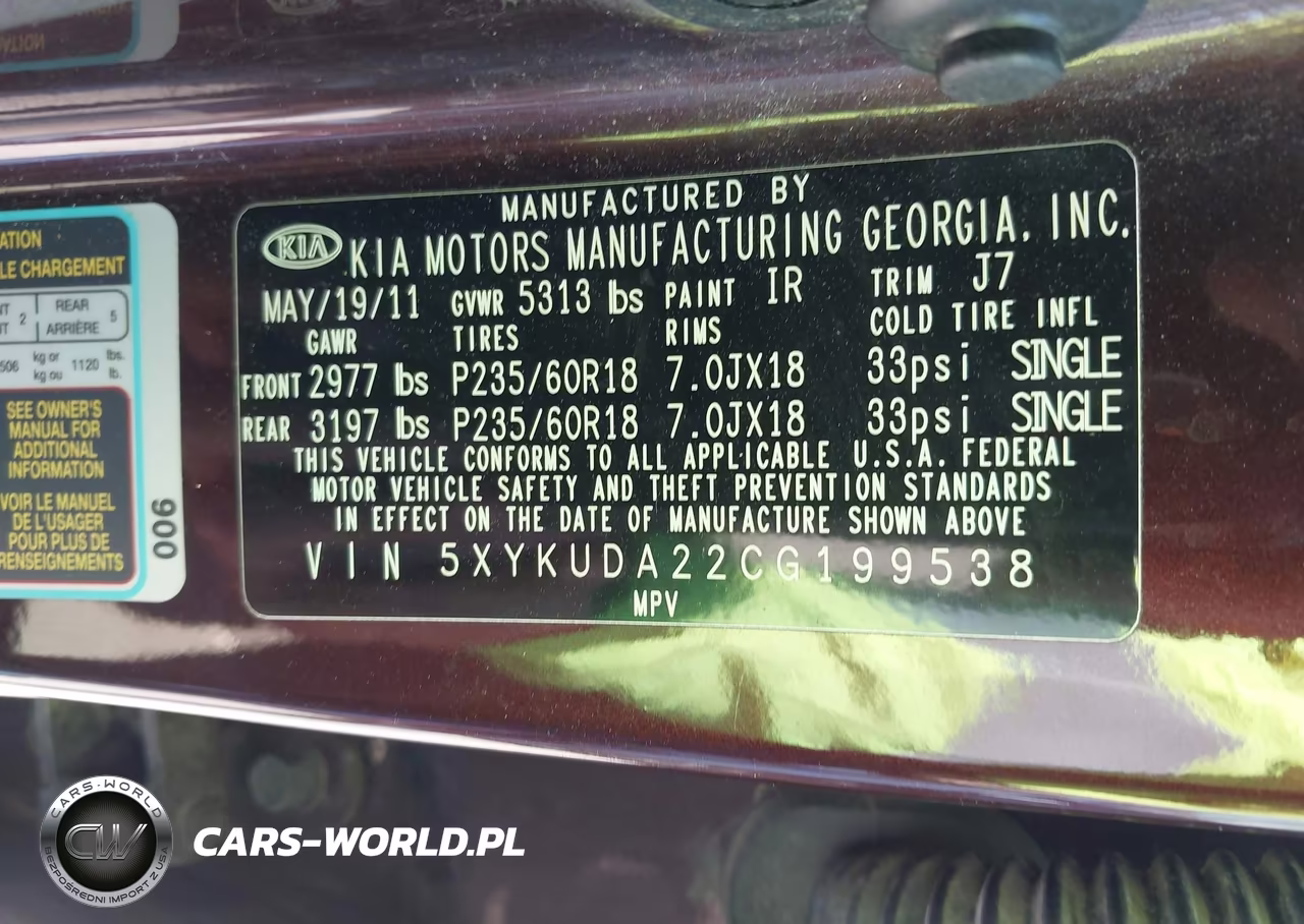 2012 Kia Sorento Ex V6 VIN:5XYKUDA22CG199538 - 9