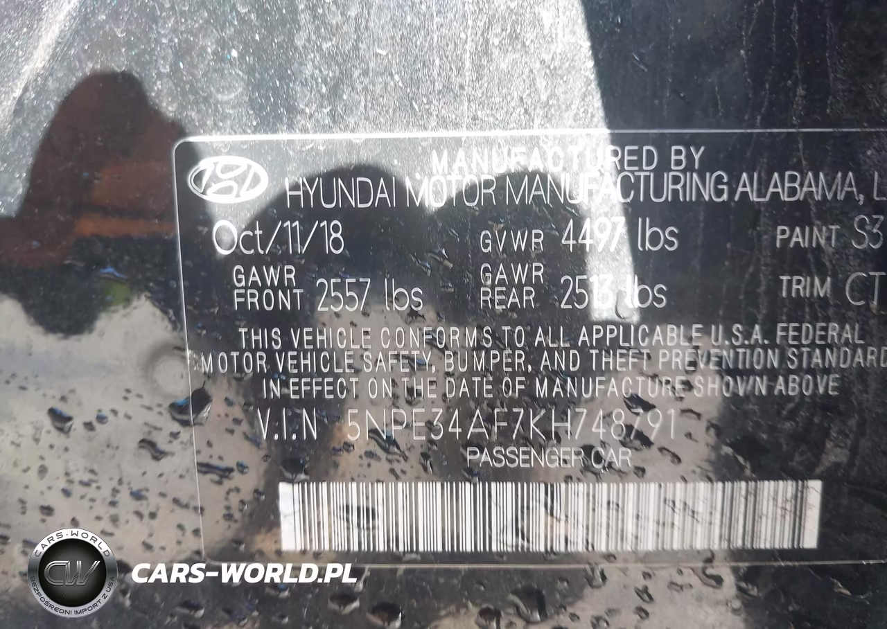 2019 Hyundai Sonata Sel VIN:5NPE34AF7KH748791 - 9