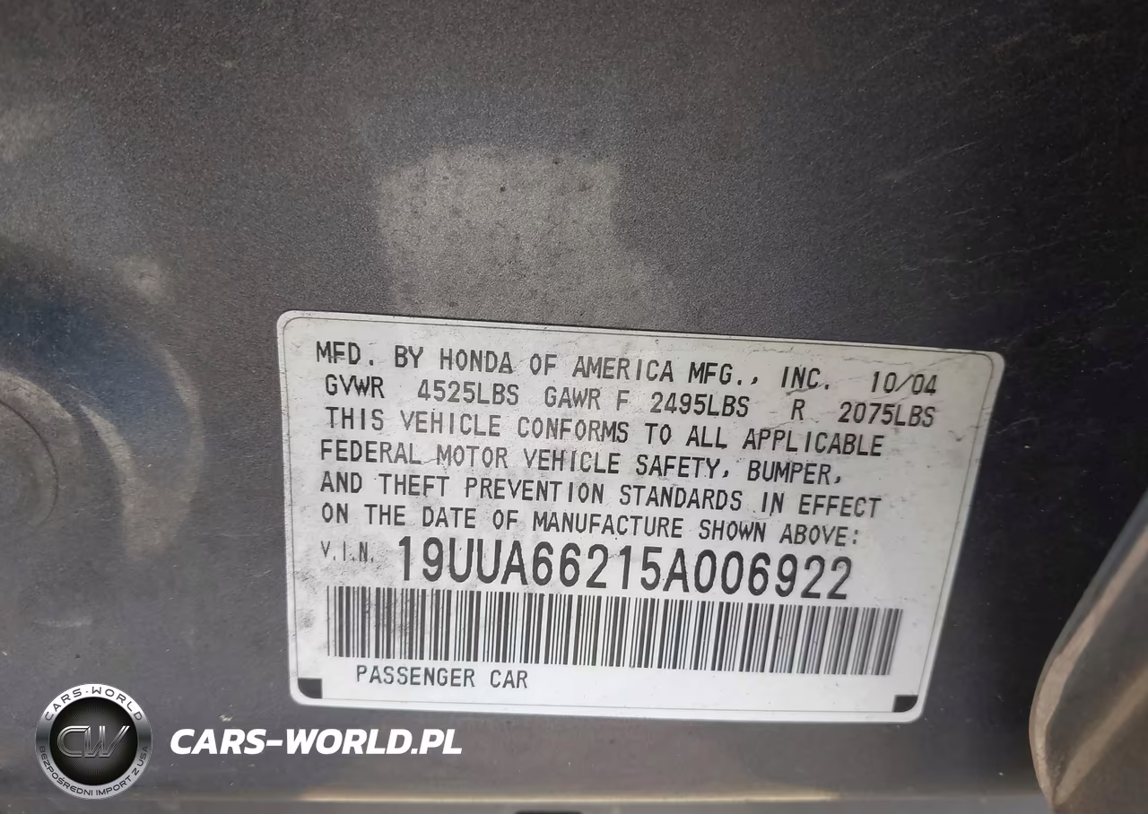 2005 Acura Tl VIN:19UUA66215A006922 - 9