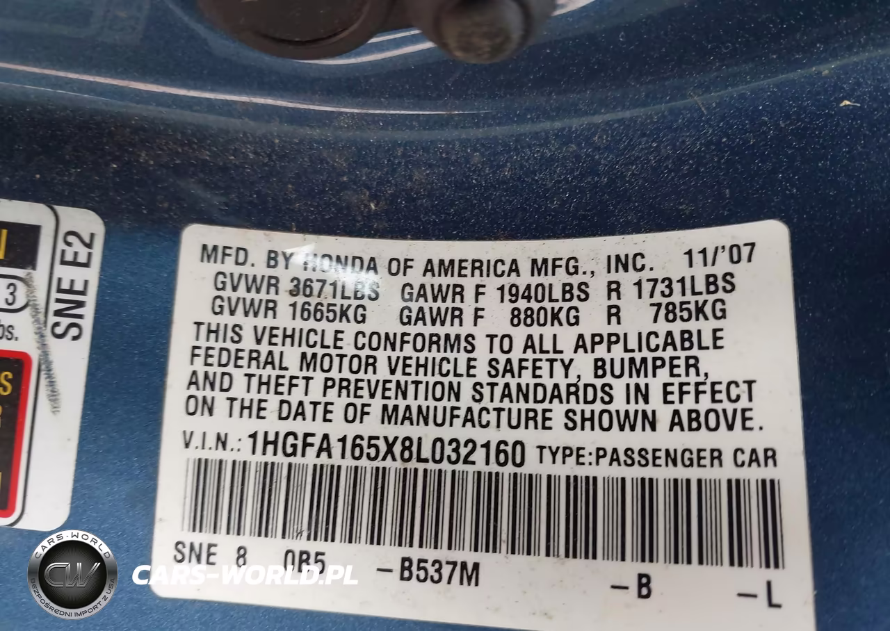 2008 Honda Civic Lx VIN:1HGFA165X8L032160 - 9