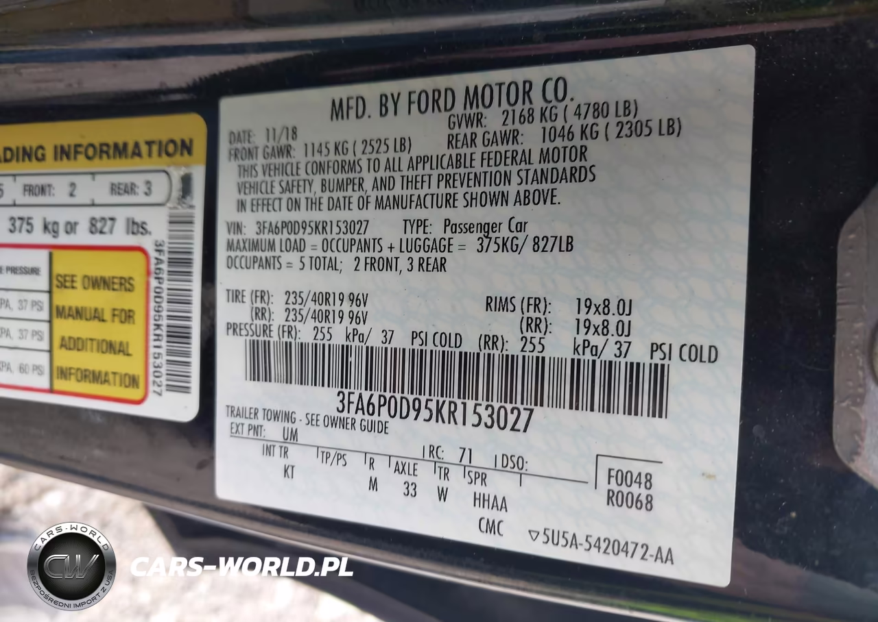 2019 Ford Fusion Titanium VIN:3FA6P0D95KR153027 - 9